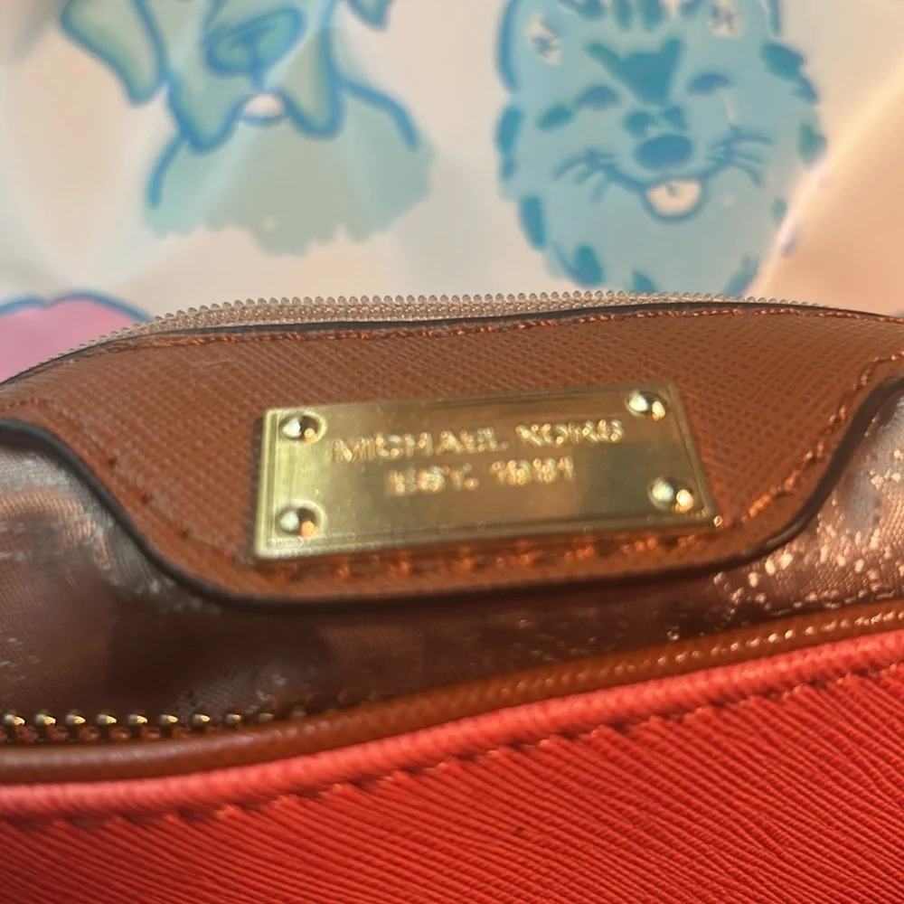 COPY - Michael Kors Vibrant Orange and Brown Tote with Gold Accent